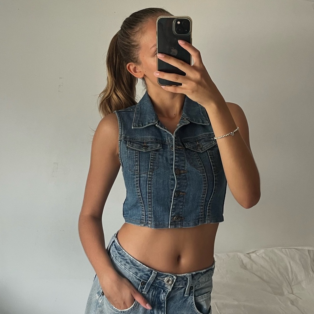 Denim Sleeveless Crop Top
